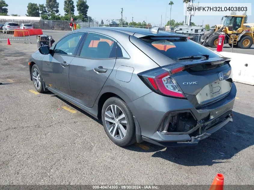 2020 Honda Civic Lx VIN: SHHFK7H32L0403803 Lot: 40474303