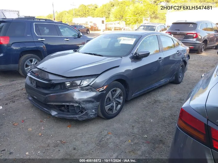 2020 Honda Civic Lx VIN: 2HGFC2F6XLH547481 Lot: 40515572