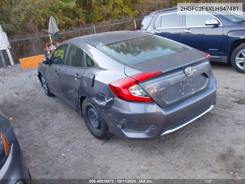 2020 Honda Civic Lx VIN: 2HGFC2F6XLH547481 Lot: 40515572