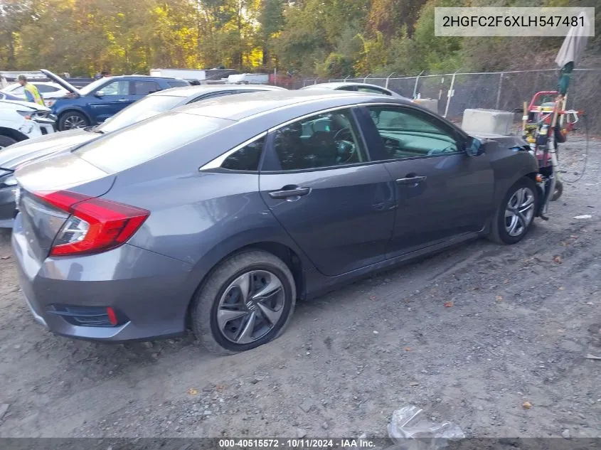 2020 Honda Civic Lx VIN: 2HGFC2F6XLH547481 Lot: 40515572