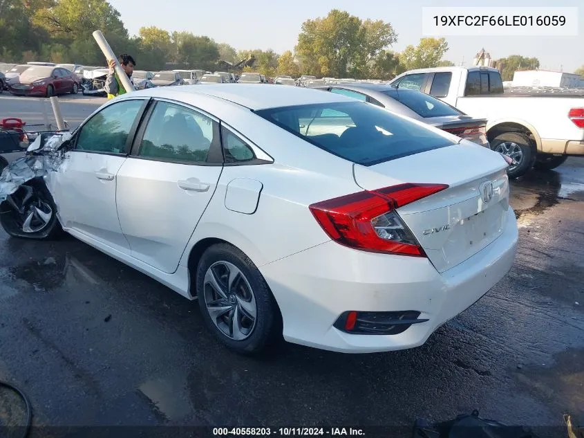 2020 Honda Civic Lx VIN: 19XFC2F66LE016059 Lot: 40558203