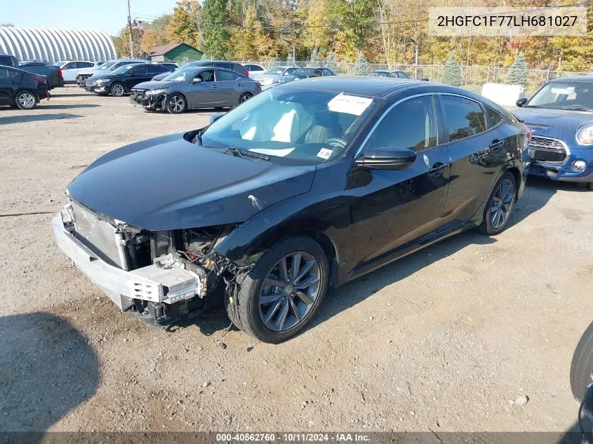 2020 Honda Civic Ex-L VIN: 2HGFC1F77LH681027 Lot: 40562760