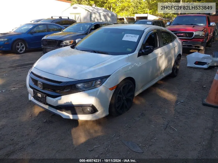 2020 Honda Civic Sport VIN: 2HGFC2F82LH533849 Lot: 40574231