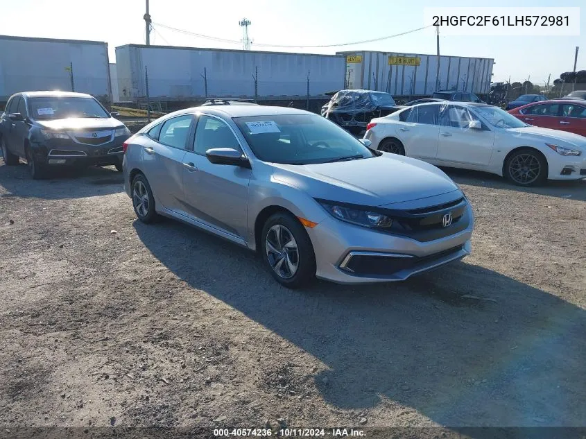 2020 Honda Civic Lx VIN: 2HGFC2F61LH572981 Lot: 40574236