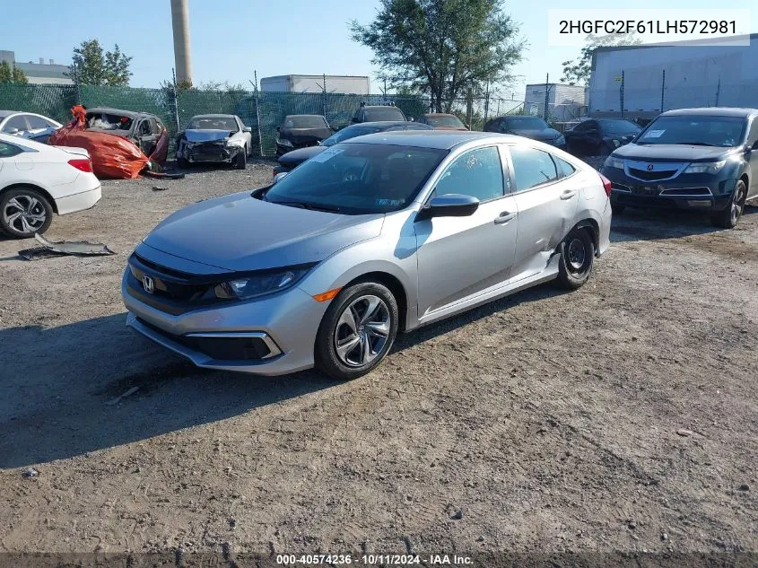 2020 Honda Civic Lx VIN: 2HGFC2F61LH572981 Lot: 40574236