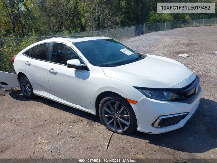 2020 Honda Civic Ex VIN: 19XFC1F31LE019452 Lot: 40574539