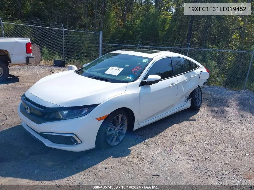 2020 Honda Civic Ex VIN: 19XFC1F31LE019452 Lot: 40574539