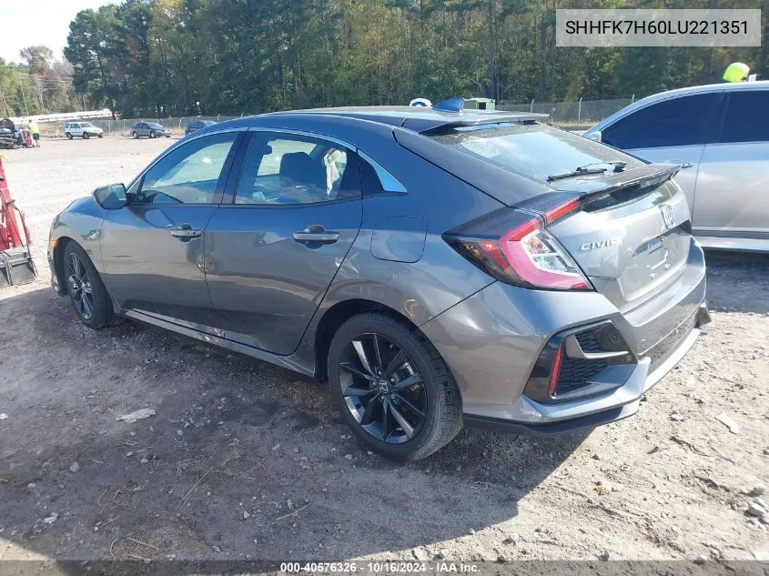 2020 Honda Civic Ex VIN: SHHFK7H60LU221351 Lot: 40576326