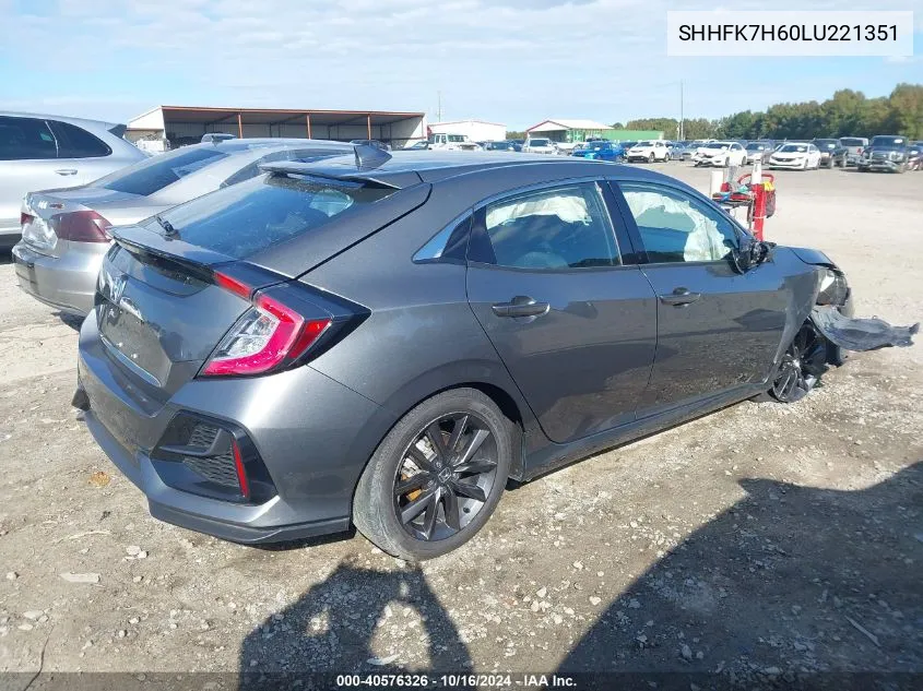 2020 Honda Civic Ex VIN: SHHFK7H60LU221351 Lot: 40576326