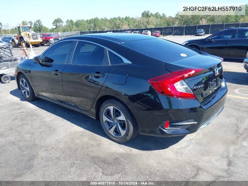 2020 Honda Civic Lx VIN: 2HGFC2F62LH557910 Lot: 40577910