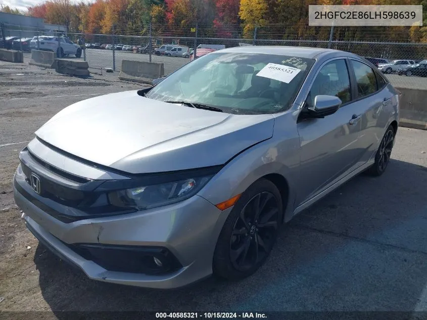 2020 Honda Civic Sport VIN: 2HGFC2E86LH598639 Lot: 40585321