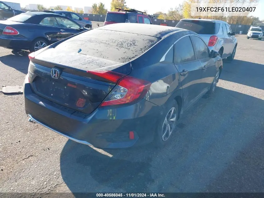 2020 Honda Civic Lx VIN: 19XFC2F61LE020407 Lot: 40586045