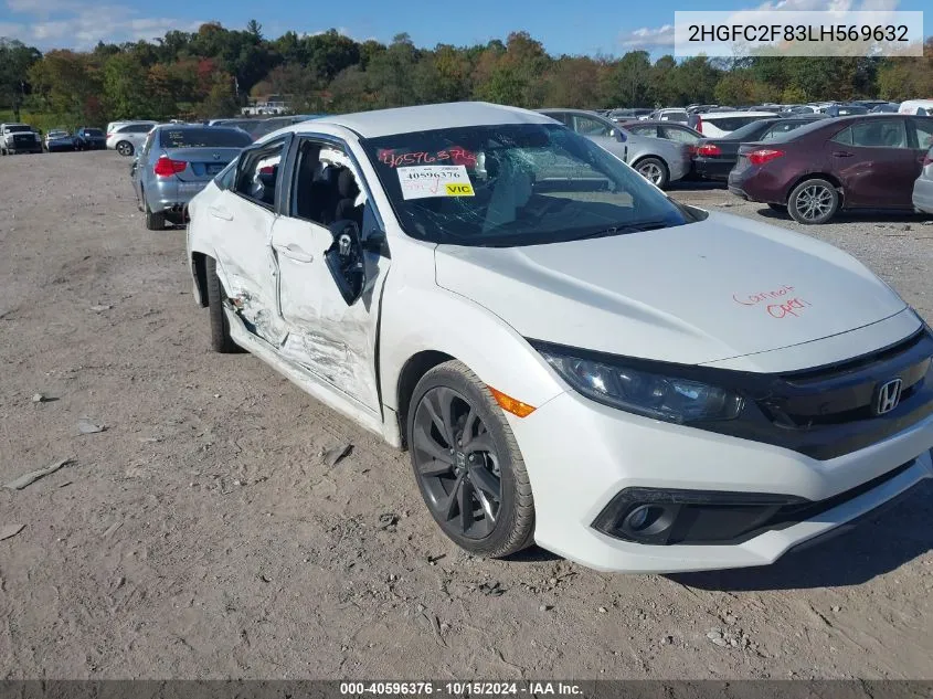 2020 Honda Civic Sport VIN: 2HGFC2F83LH569632 Lot: 40596376