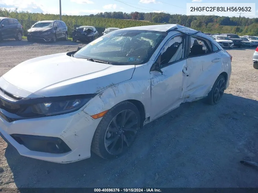 2020 Honda Civic Sport VIN: 2HGFC2F83LH569632 Lot: 40596376