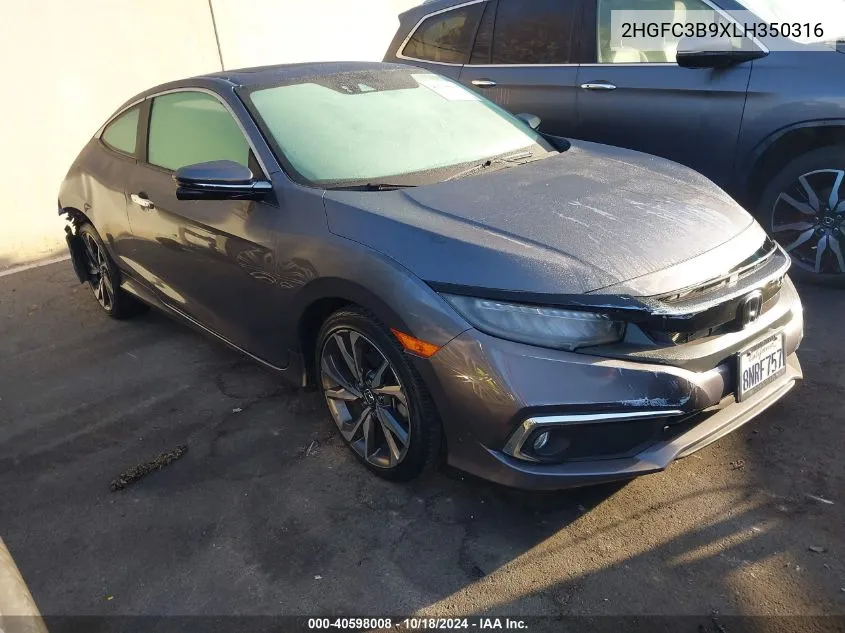 2020 Honda Civic Touring VIN: 2HGFC3B9XLH350316 Lot: 40598008