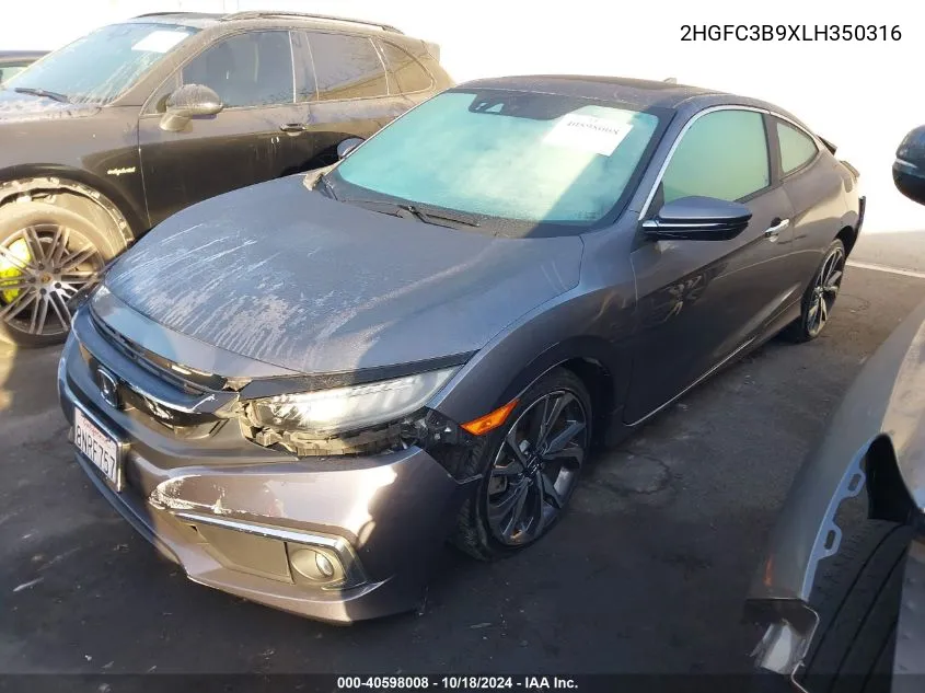 2020 Honda Civic Touring VIN: 2HGFC3B9XLH350316 Lot: 40598008