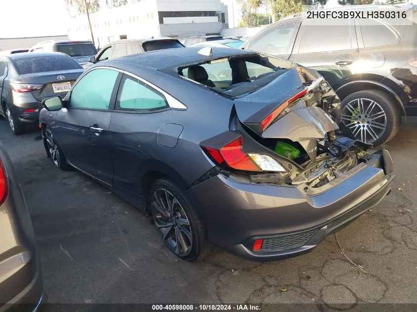 2020 Honda Civic Touring VIN: 2HGFC3B9XLH350316 Lot: 40598008