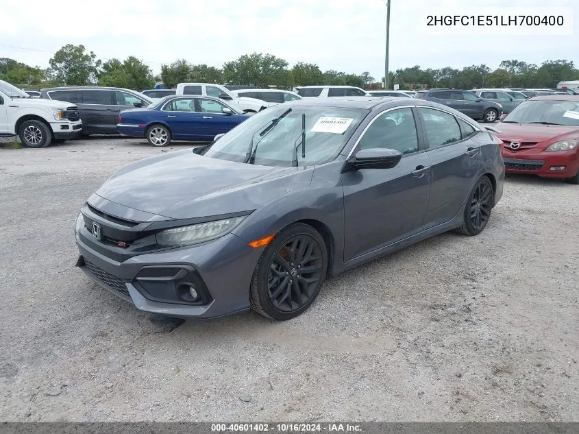 2020 Honda Civic Si Sedan VIN: 2HGFC1E51LH700400 Lot: 40601402