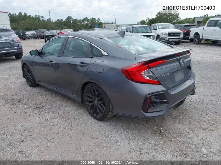 2020 Honda Civic Si Sedan VIN: 2HGFC1E51LH700400 Lot: 40601402