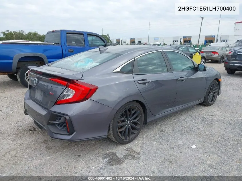 2020 Honda Civic Si Sedan VIN: 2HGFC1E51LH700400 Lot: 40601402