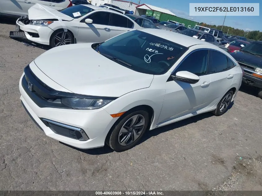 2020 Honda Civic Lx VIN: 19XFC2F62LE013160 Lot: 40603908