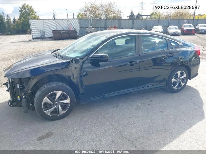 2020 Honda Civic Lx VIN: 19XFC2F6XLE028697 Lot: 40606833