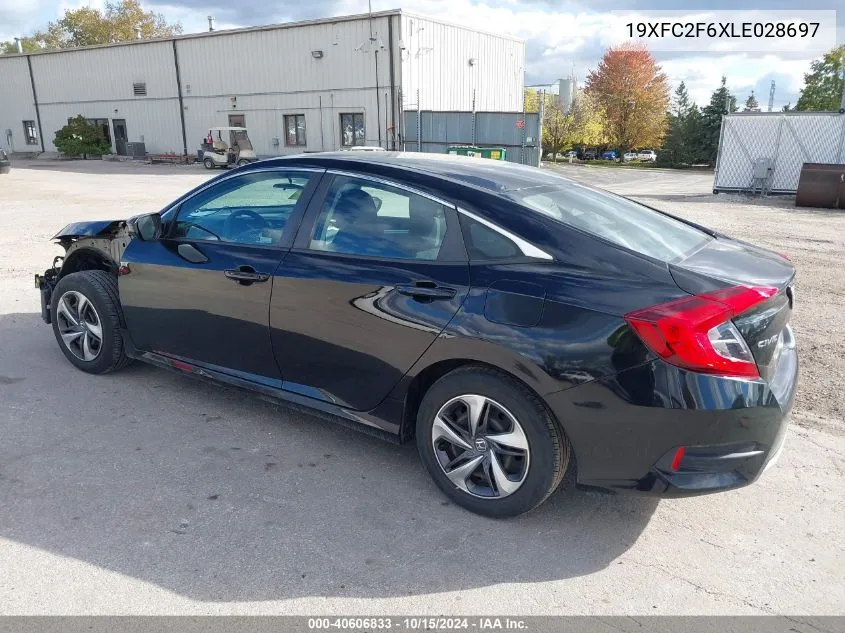 2020 Honda Civic Lx VIN: 19XFC2F6XLE028697 Lot: 40606833