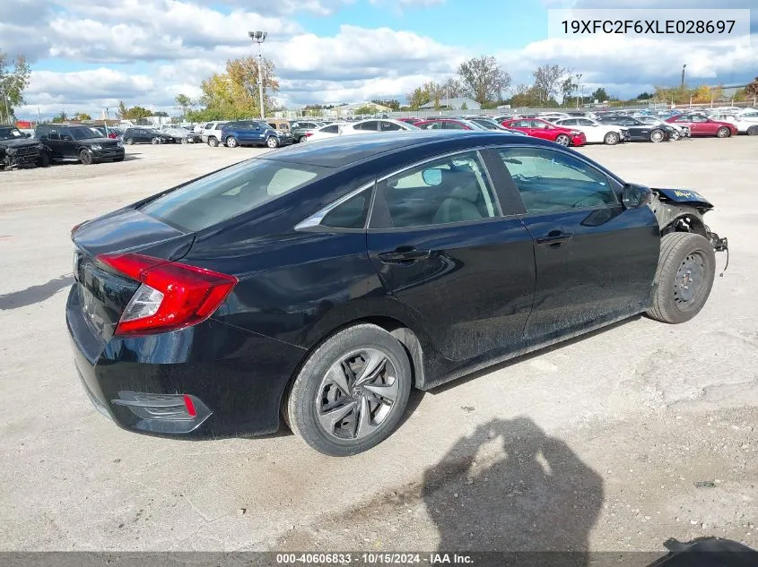 2020 Honda Civic Lx VIN: 19XFC2F6XLE028697 Lot: 40606833