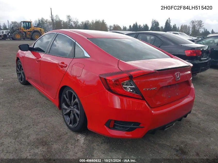 2020 Honda Civic Sport VIN: 2HGFC2F84LH515420 Lot: 40660632