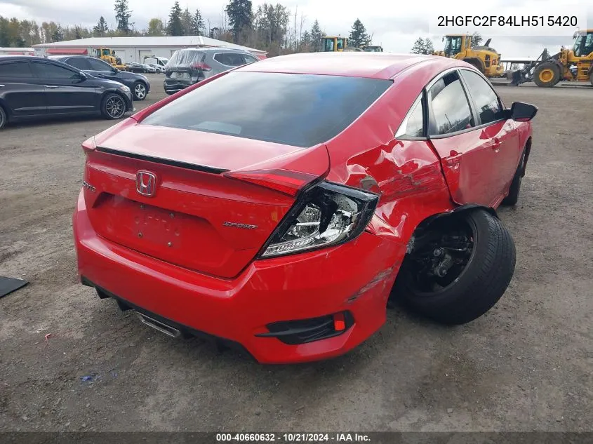 2020 Honda Civic Sport VIN: 2HGFC2F84LH515420 Lot: 40660632