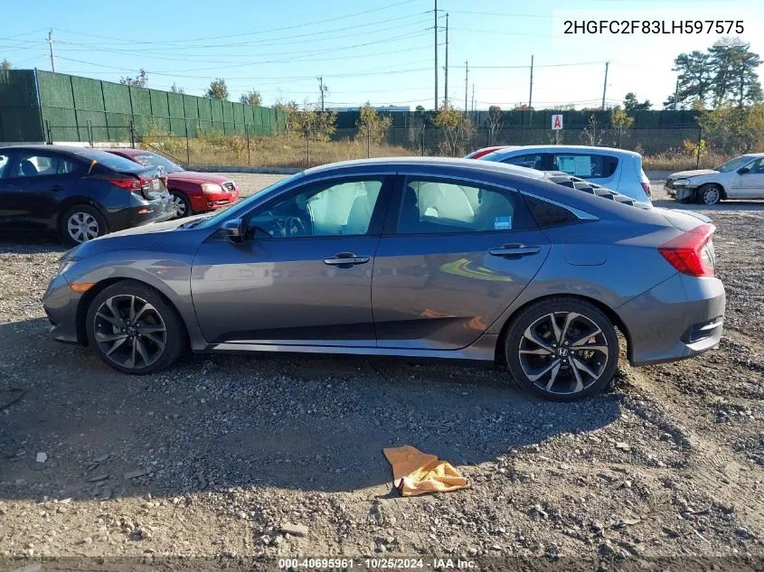 2020 Honda Civic Sport VIN: 2HGFC2F83LH597575 Lot: 40695961