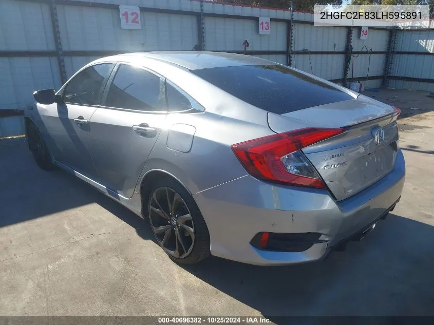 2020 Honda Civic Sport VIN: 2HGFC2F83LH595891 Lot: 40696382