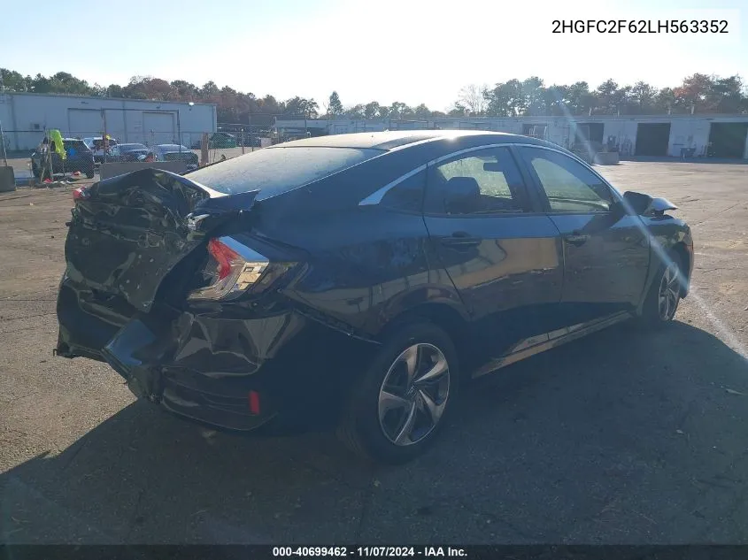 2020 Honda Civic Lx VIN: 2HGFC2F62LH563352 Lot: 40699462