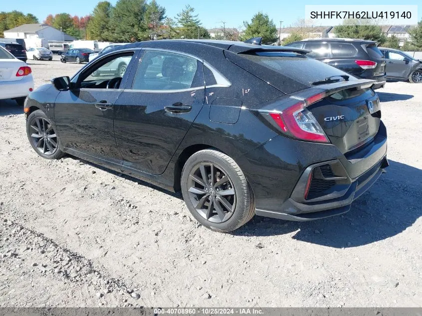 2020 Honda Civic Ex VIN: SHHFK7H62LU419140 Lot: 40708960