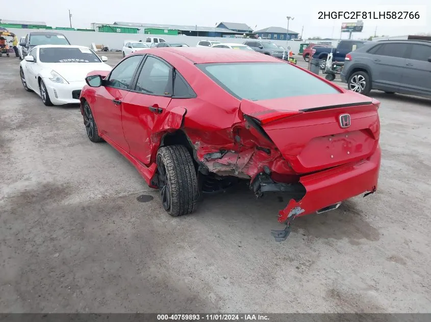 2020 Honda Civic Sport VIN: 2HGFC2F81LH582766 Lot: 40759893