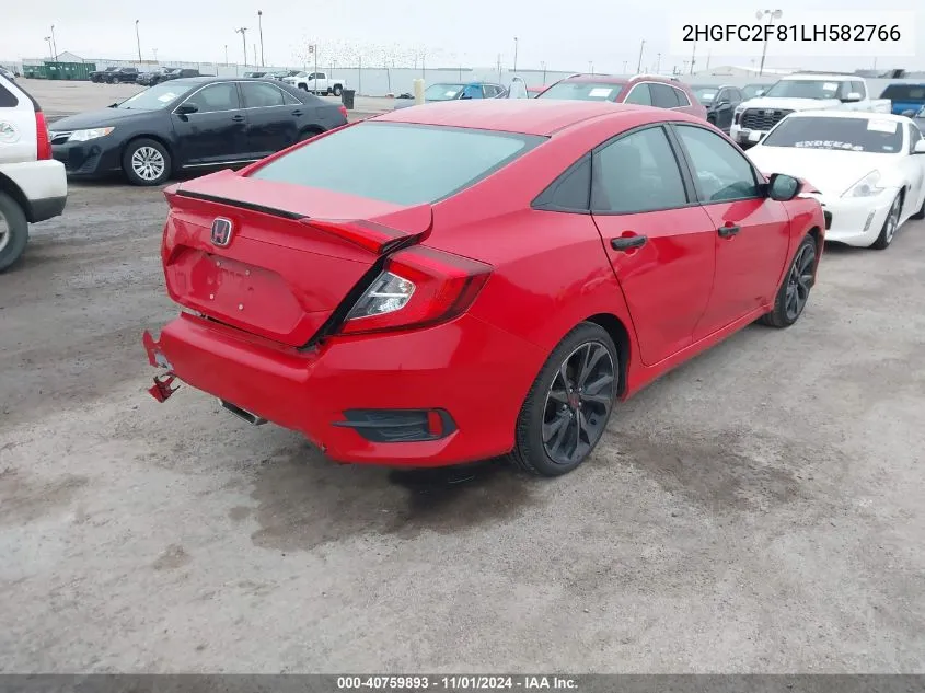 2020 Honda Civic Sport VIN: 2HGFC2F81LH582766 Lot: 40759893