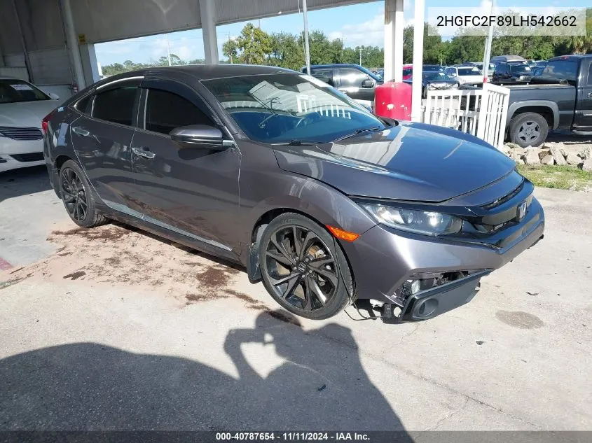 2020 Honda Civic Sport VIN: 2HGFC2F89LH542662 Lot: 40787654