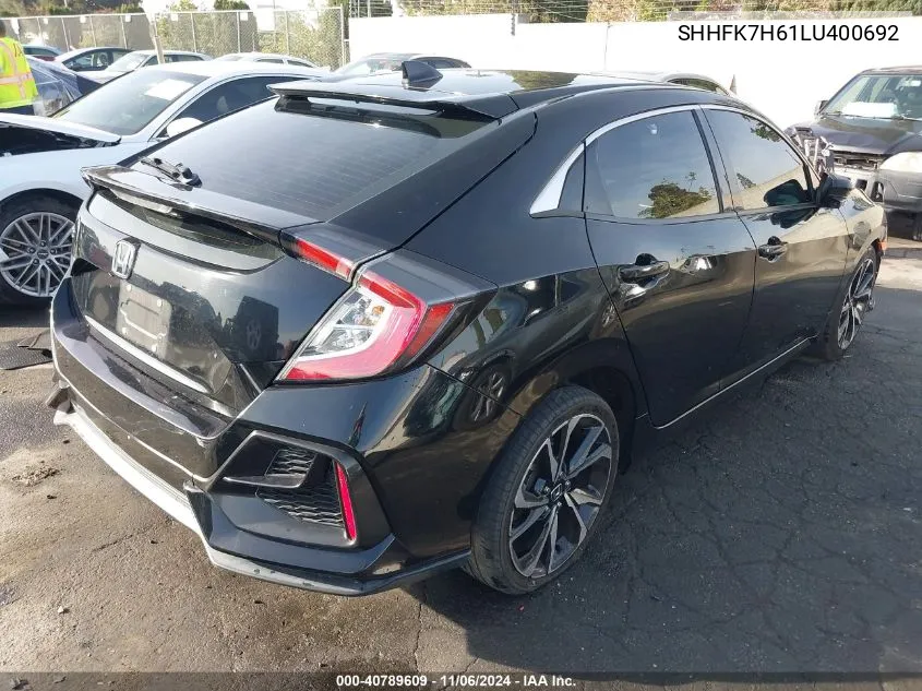 2020 Honda Civic Ex VIN: SHHFK7H61LU400692 Lot: 40789609