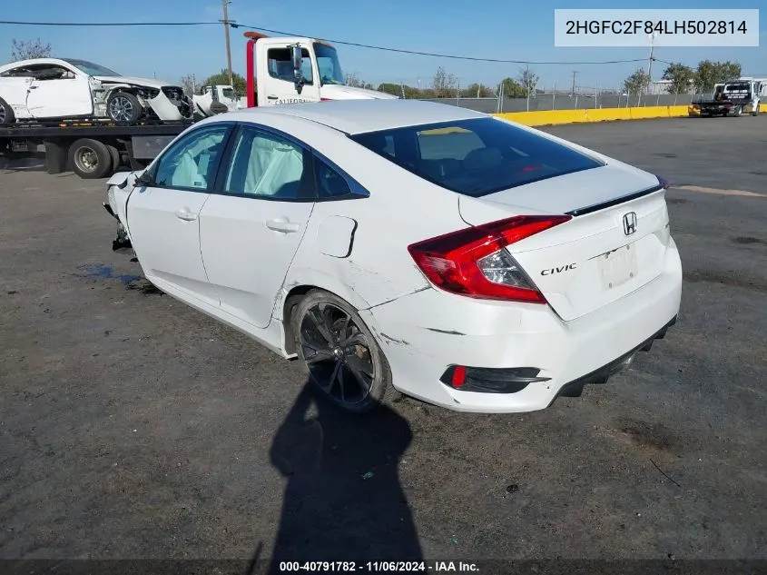 2020 Honda Civic Sport VIN: 2HGFC2F84LH502814 Lot: 40791782