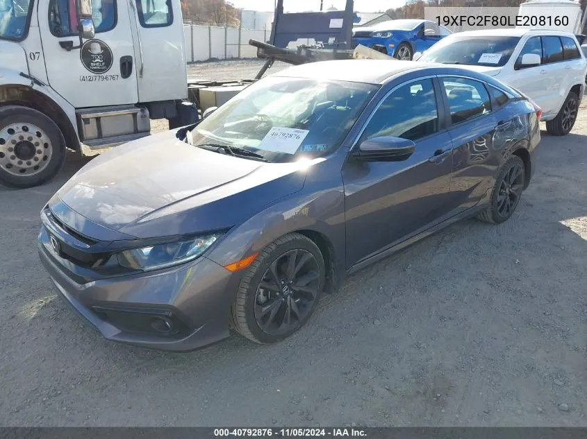 2020 Honda Civic Sport VIN: 19XFC2F80LE208160 Lot: 40792876