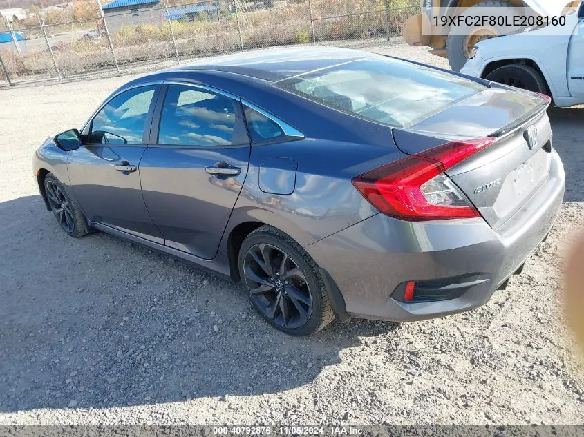 2020 Honda Civic Sport VIN: 19XFC2F80LE208160 Lot: 40792876