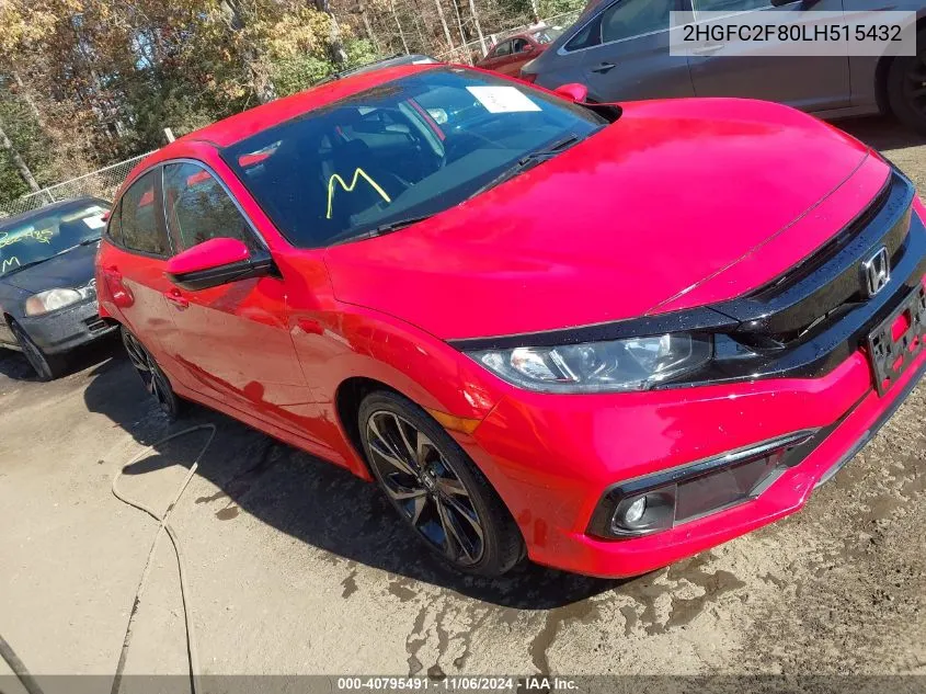 2020 Honda Civic Sport VIN: 2HGFC2F80LH515432 Lot: 40795491