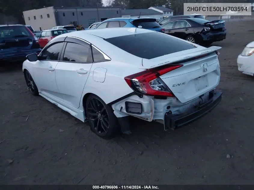 2020 Honda Civic Si Sedan VIN: 2HGFC1E50LH703594 Lot: 40796606