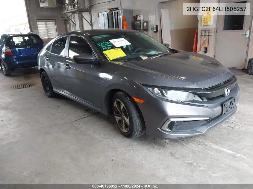 2020 Honda Civic Lx VIN: 2HGFC2F64LH505257 Lot: 40796952