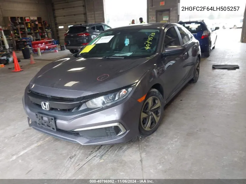 2020 Honda Civic Lx VIN: 2HGFC2F64LH505257 Lot: 40796952