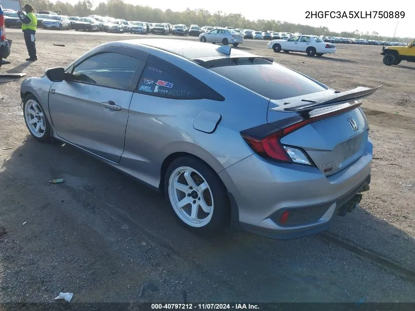 2020 Honda Civic Si Coupe VIN: 2HGFC3A5XLH750889 Lot: 40797212