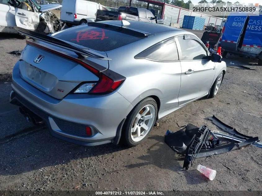 2020 Honda Civic Si Coupe VIN: 2HGFC3A5XLH750889 Lot: 40797212