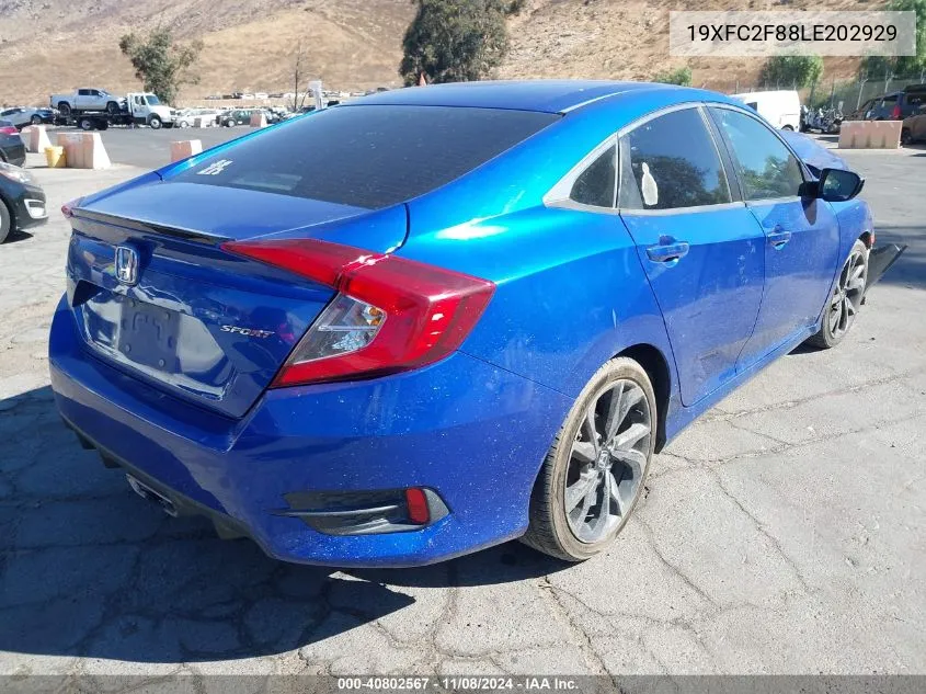 2020 Honda Civic Sport VIN: 19XFC2F88LE202929 Lot: 40802567