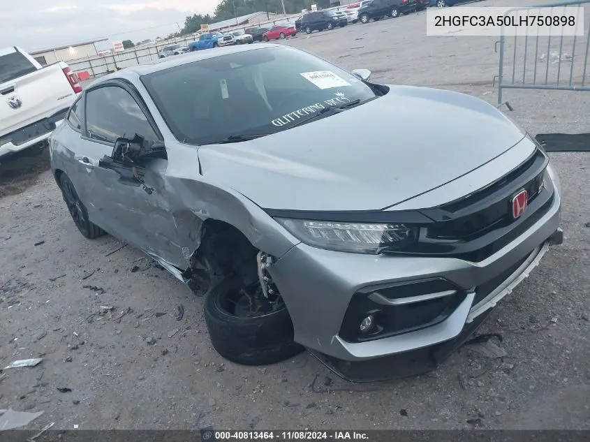 2020 Honda Civic Si Coupe VIN: 2HGFC3A50LH750898 Lot: 40813464