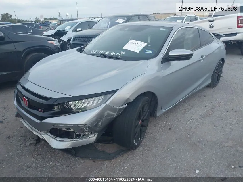 2020 Honda Civic Si Coupe VIN: 2HGFC3A50LH750898 Lot: 40813464